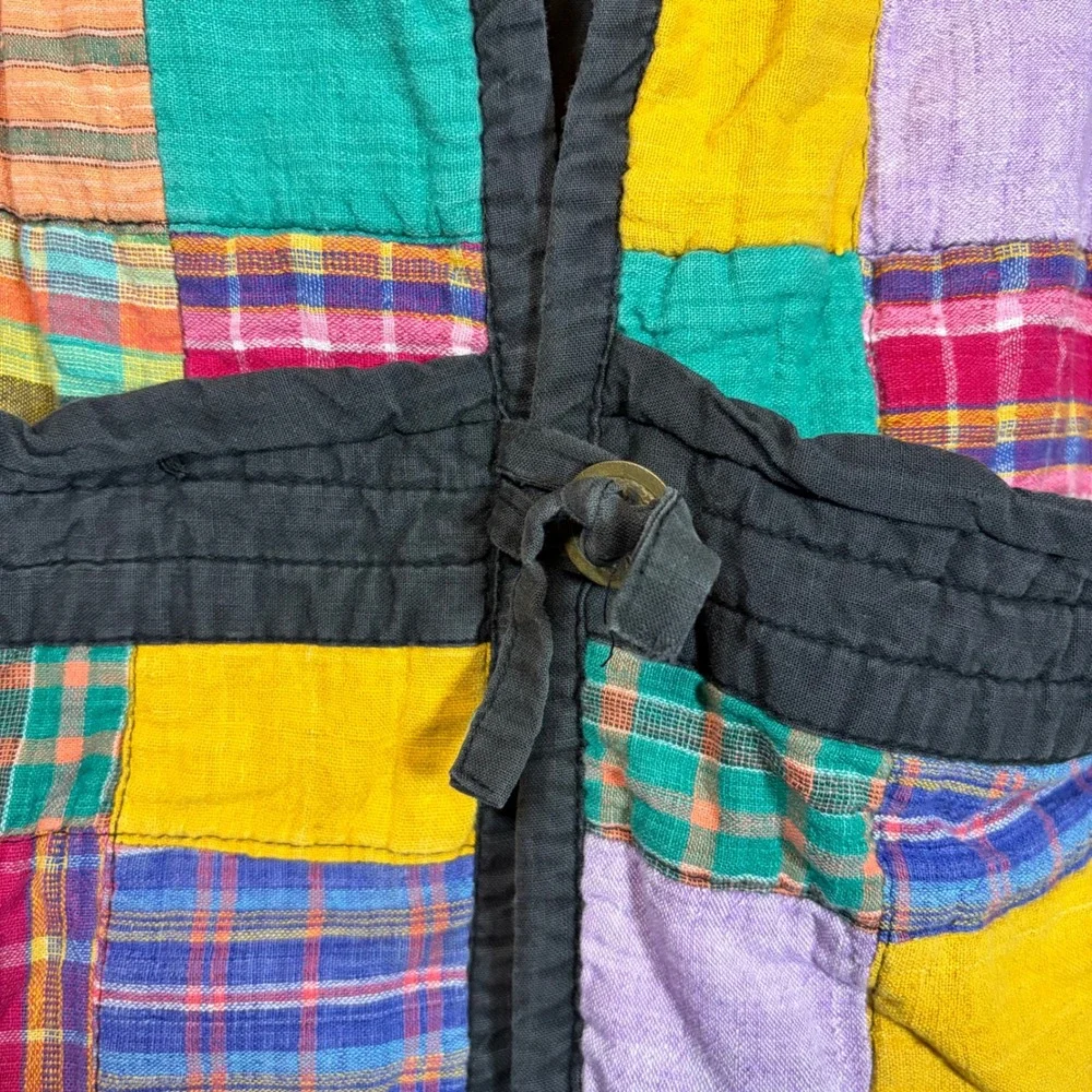 OSY Vintage Patchwork Quilted Jacket Womens Medium Multi Color Plaid‎ Boho Coat